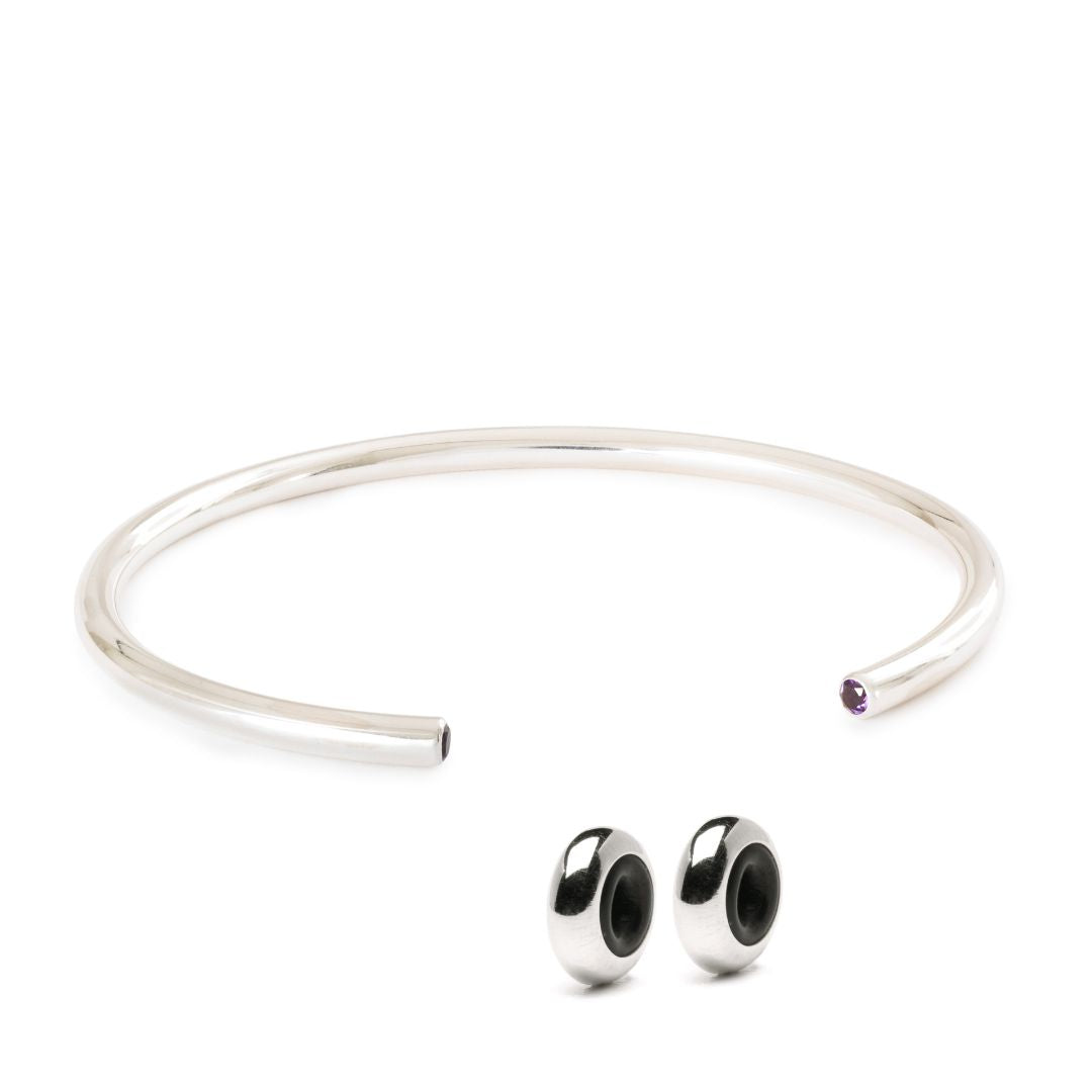 Ametyst Power Bangle med 2 sølv spacers