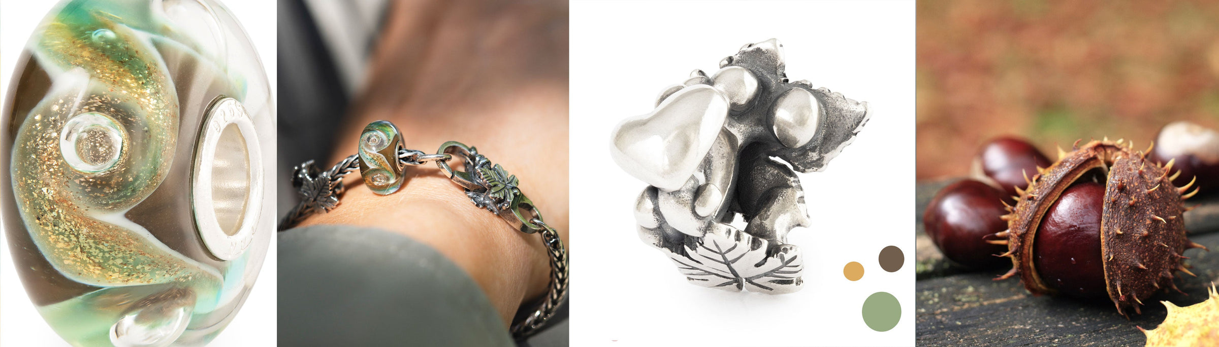 Limited Edition armbånd med lås, sølvkugle og glaskugle inspireret af kastanjetræet