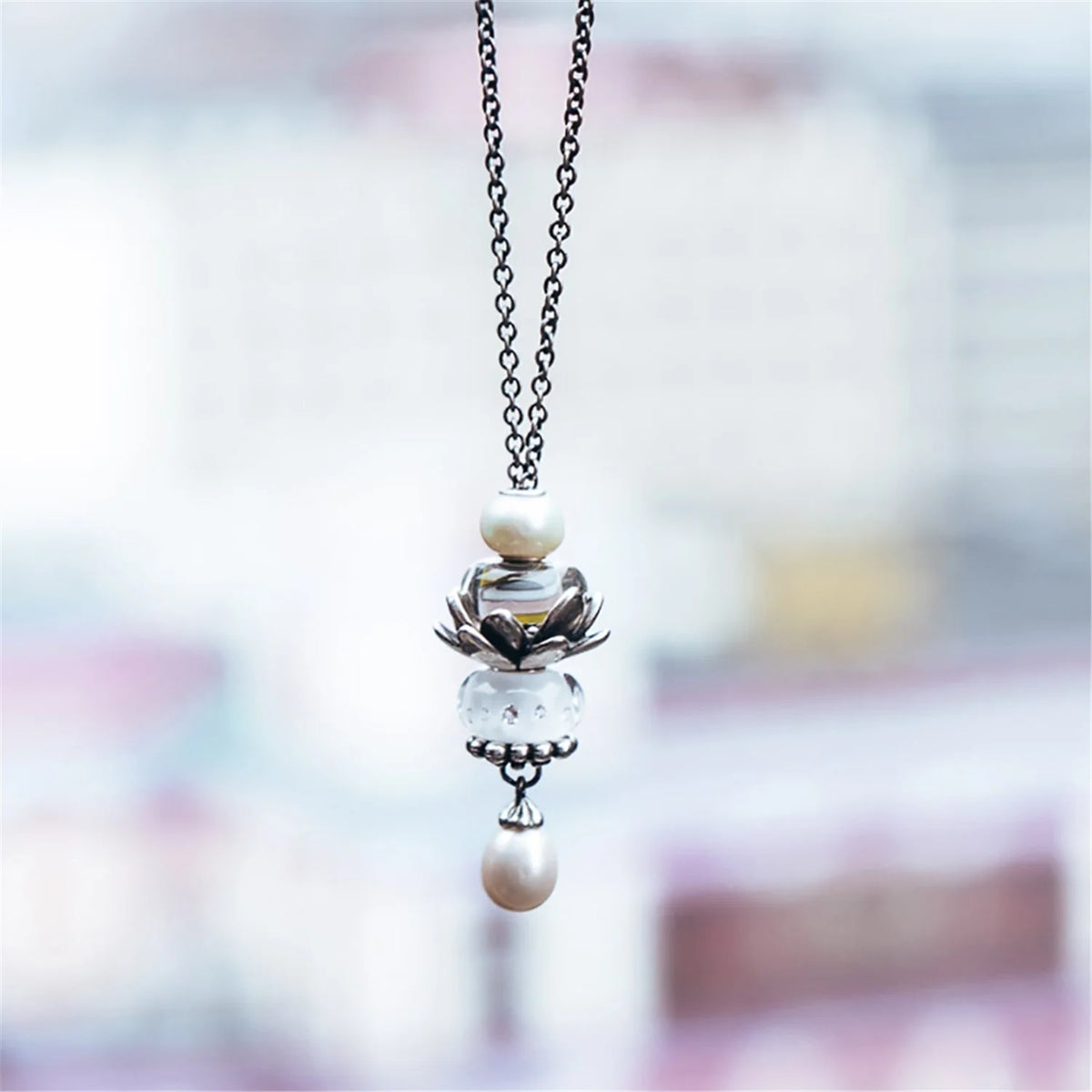 fantasy necklace with lotus pendant