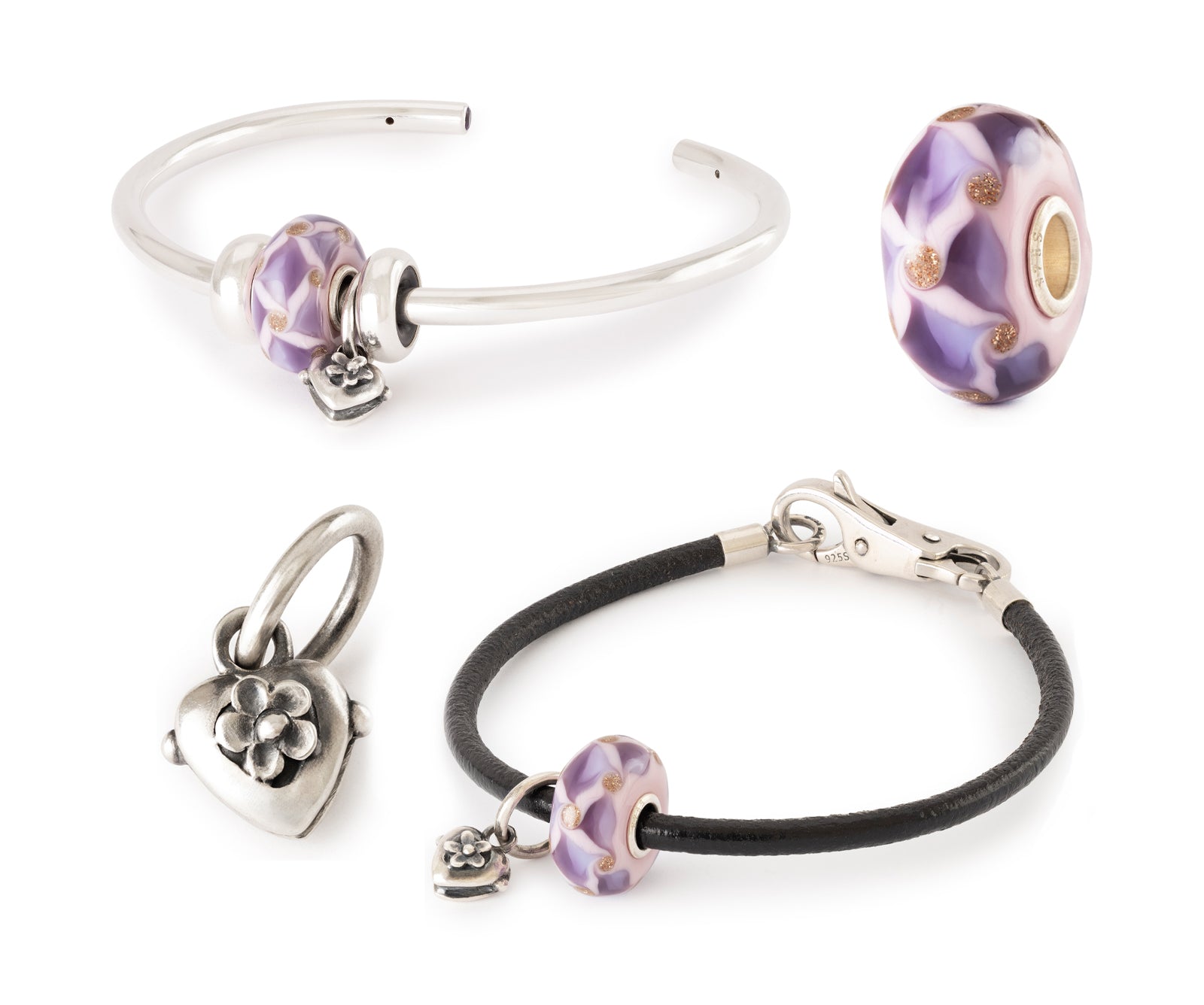 Trollbeads Valentines release 2025: limited edition purple glass bead and silver tassel