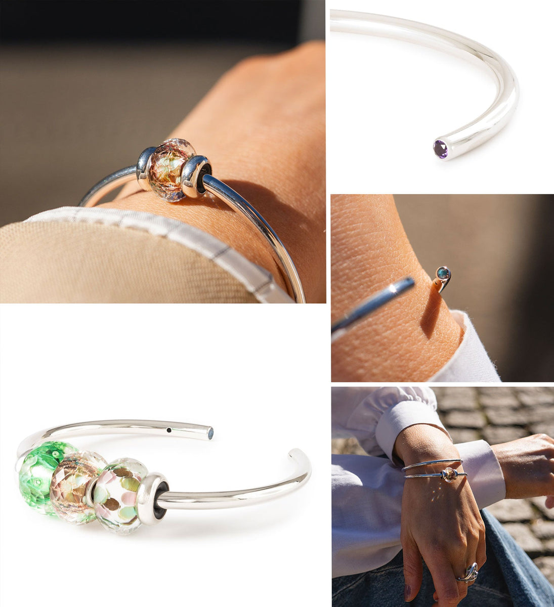 Moodboard af Labradorit Power Bangle og Limited Edition Drømmegnist facetteret glaskugle